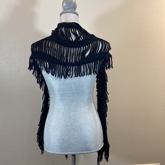 Black fringe scarf!  It can be fun and/or flirty!! - Picture 2 of 4